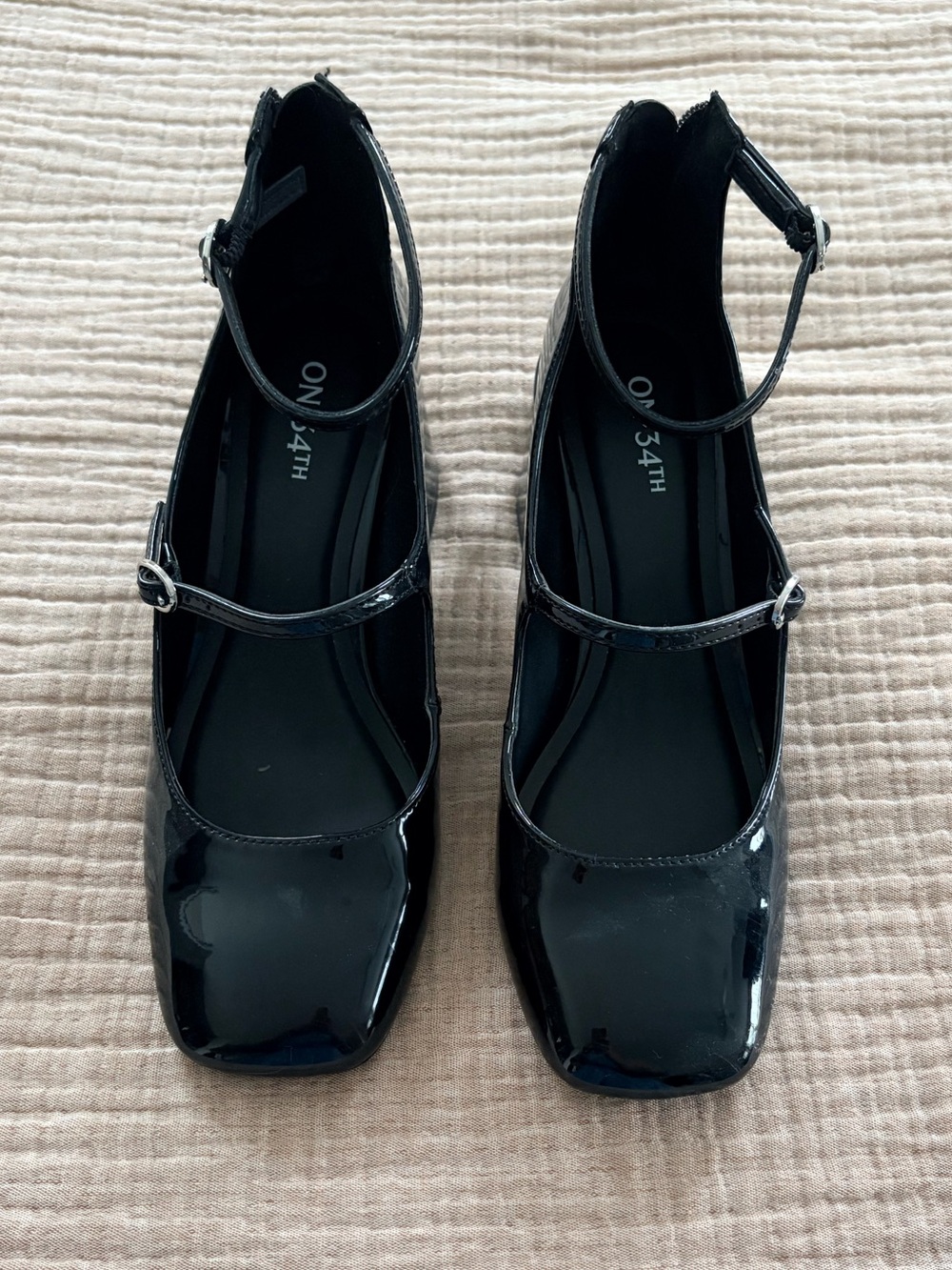 Black Patent Mary Jane Ankle-Strap Heels